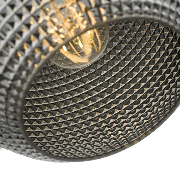 Soren 1 Light Pendant Black And Smoked Textured Glass - Image 4