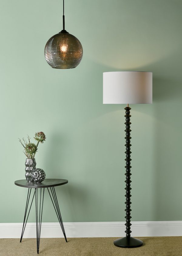 Soren 1 Light Pendant Black And Smoked Textured Glass - Image 5
