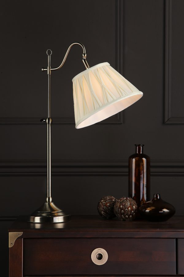 Suffolk Rise & Fall Table Lamp Antique Brass With Shade - Image 5