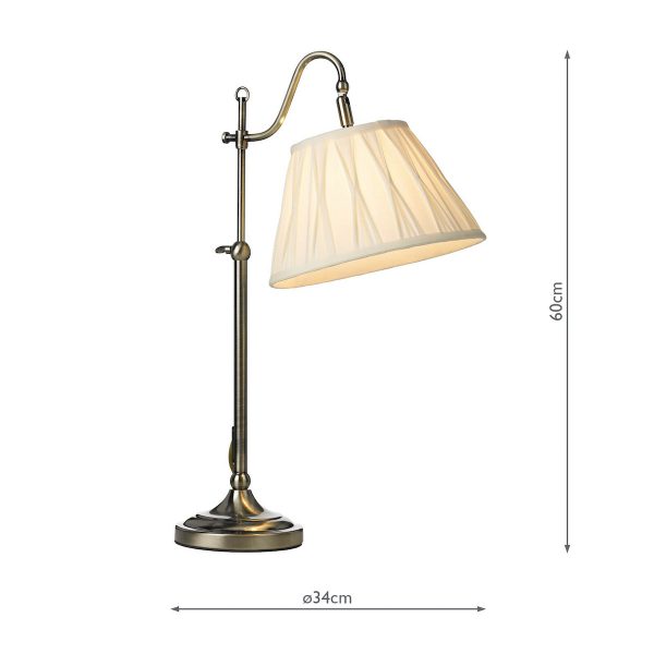 Suffolk Rise & Fall Table Lamp Antique Brass With Shade - Image 7