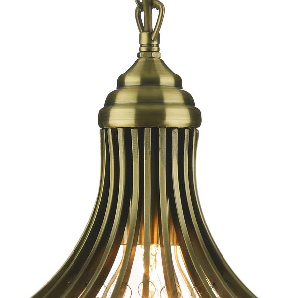 Suri 1 Light Pendant Antique Brass Faceted Glass - Image 4