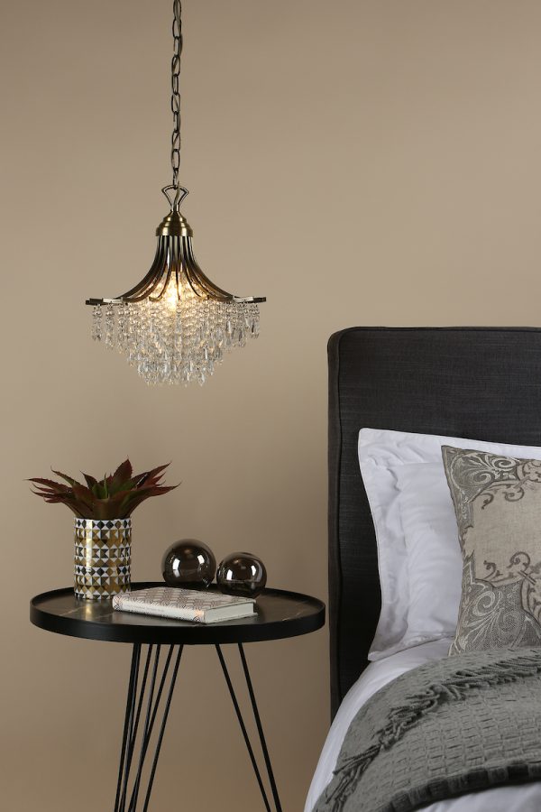 Suri 1 Light Pendant Antique Brass Faceted Glass - Image 5