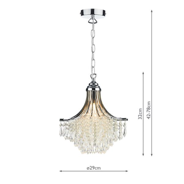 Suri 1 Light Pendant Crystal Polished Chrome - Image 4