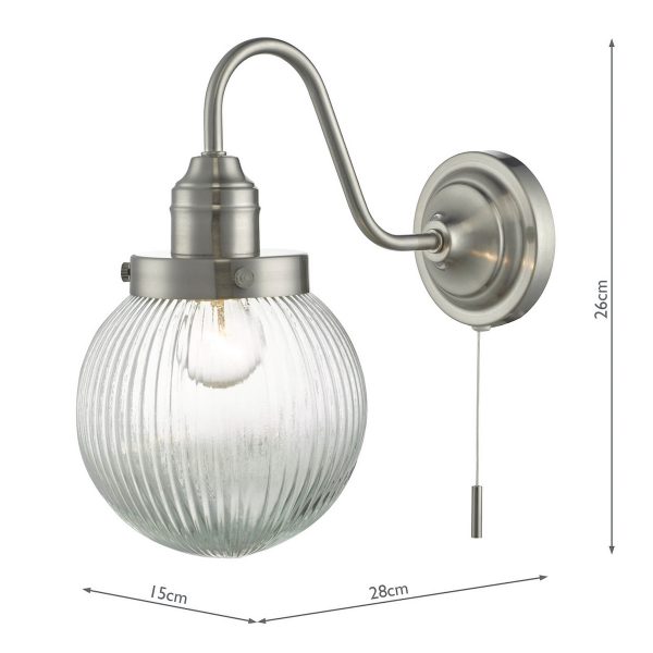 Tamara Wall Light Satin Nickel Ribbed Glass - Image 6