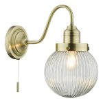 Tamara Wall Light Antique Brass Ribbed Glass