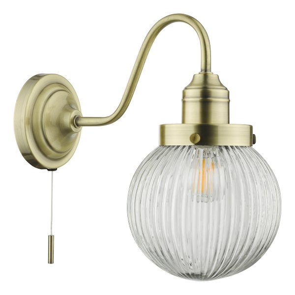 Tamara Wall Light Antique Brass Ribbed Glass - Image 2
