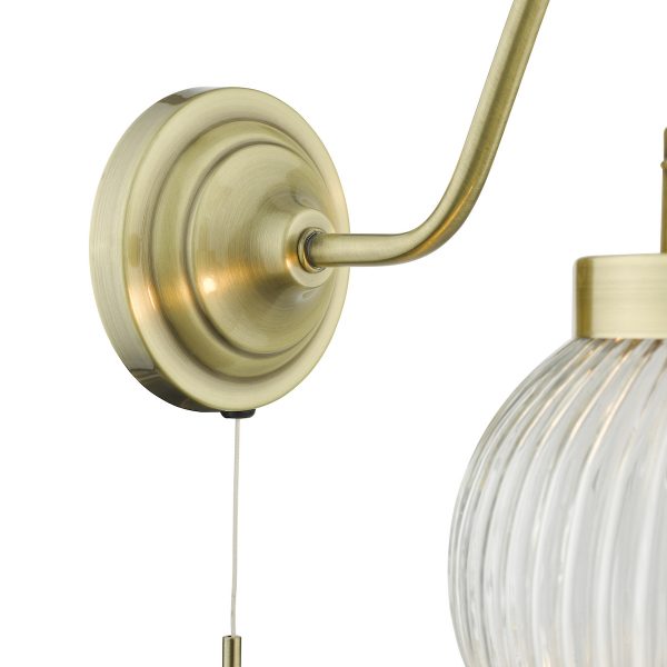 Tamara Wall Light Antique Brass Ribbed Glass - Image 4