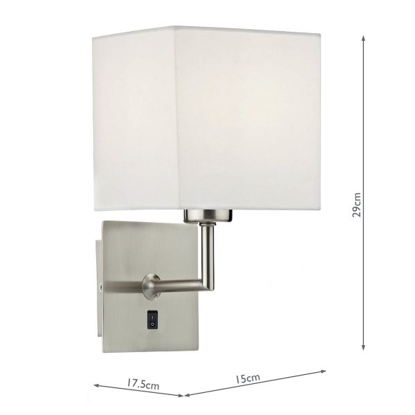 Tibet Wall Bracket Satin Chrome complete with Shade - Image 5