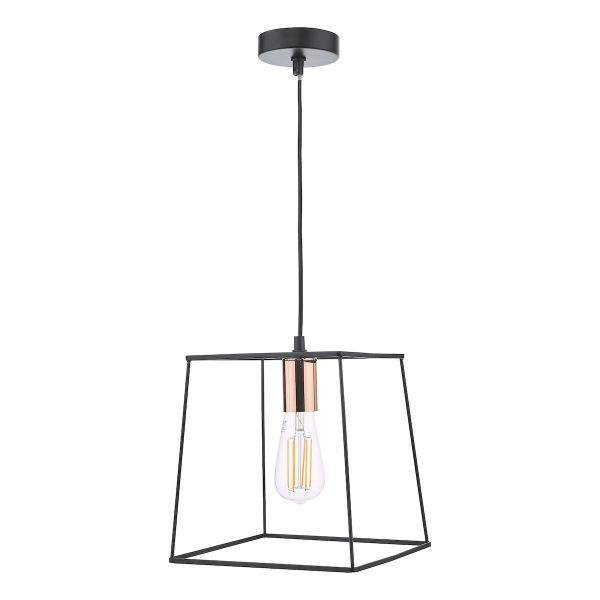 Tower 1 Light Single Pendant Matt Black Copper - Image 2