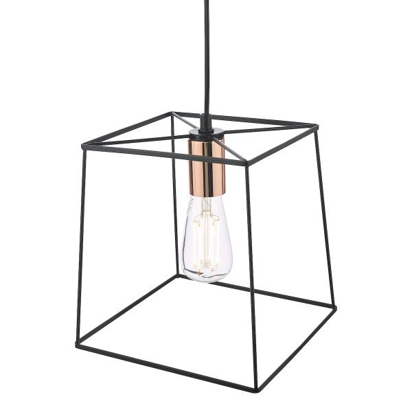 Tower 1 Light Single Pendant Matt Black Copper - Image 3