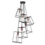Tower 6 Light Cluster Pendant Matt Black & Copper