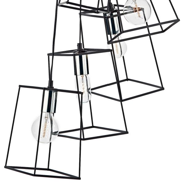 Tower 6lt Cluster Pendant Black & Polished Chrome - Image 3