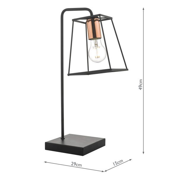 Tower Table Lamp Black & Copper - Image 6