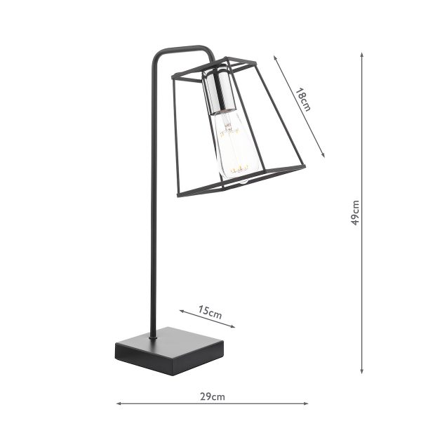 Tower Table Lamp Matt Black and Polished Chrome - Image 6