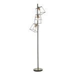 Tower 3 Light Floor Lamp Matt Black Copper