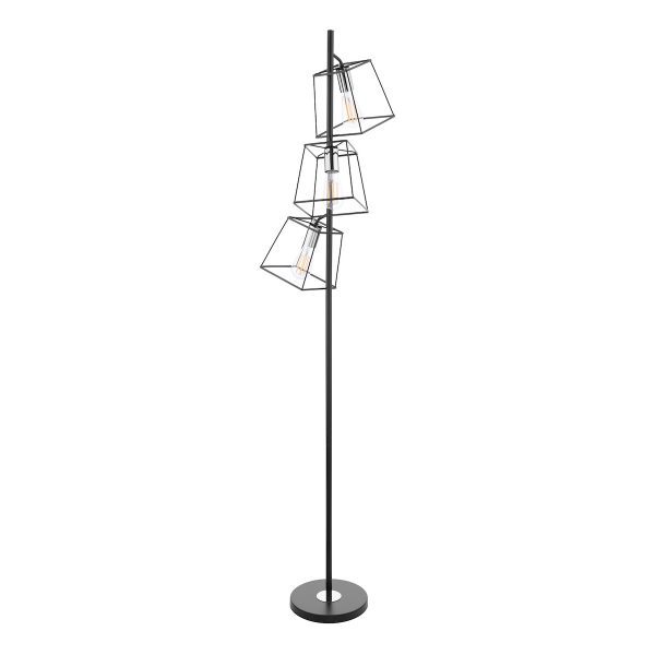 Tower 3 Light Floor Lamp Matt Black and Polished Chrome - Image 2