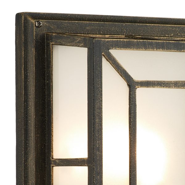 Trent Outdoor Wall Light Black/Gold Frosted Glass IP44 - Image 2