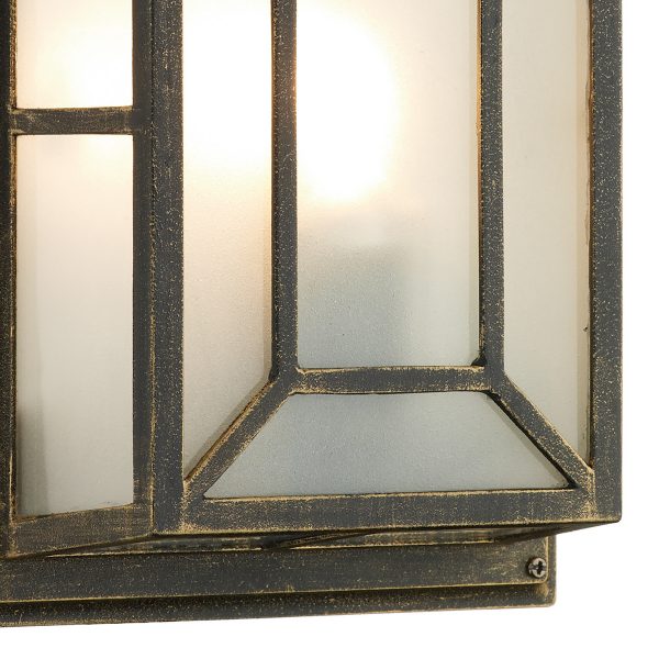 Trent Outdoor Wall Light Black/Gold Frosted Glass IP44 - Image 3