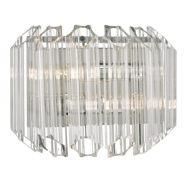 Tuvalu 2 Light Wall Light Glass & Polished Chrome