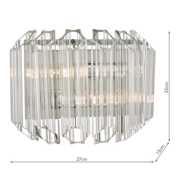 Tuvalu 2 Light Wall Light Glass & Polished Chrome - Image 5