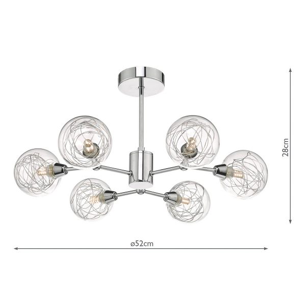 Tyka 6lt Semi Flush Polished Chrome & Glass - Image 5
