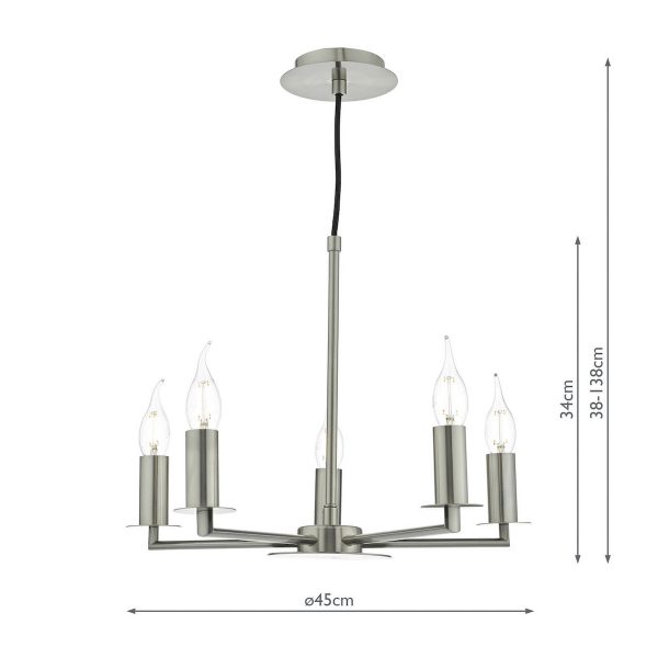 Tyler 5lt Pendant Satin Nickel Fitting Only - Image 5