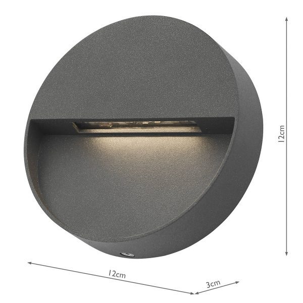 Ugo Outdoor Wall Light Round Eyelid Anthracite IP65 LED - Image 5