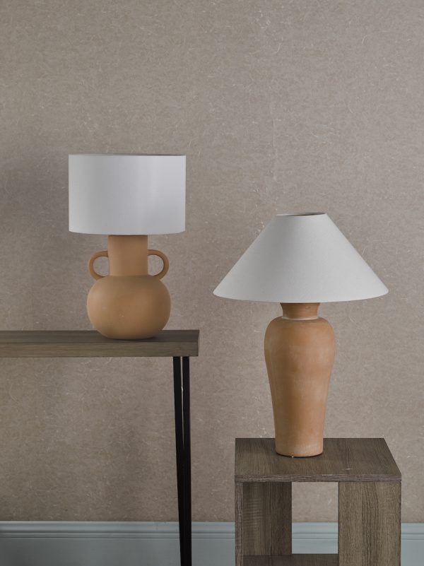 Urn Ceramic Table Lamp Terracotta With Shade - Image 9
