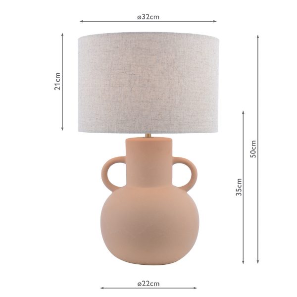 Urn Ceramic Table Lamp Terracotta With Shade - Image 10