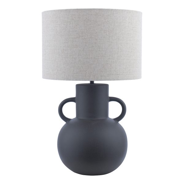 Urn Ceramic Table Lamp Black With Shade - Image 2