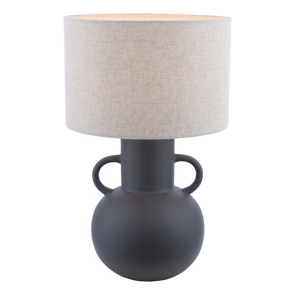 Urn Ceramic Table Lamp Black With Shade - Image 3
