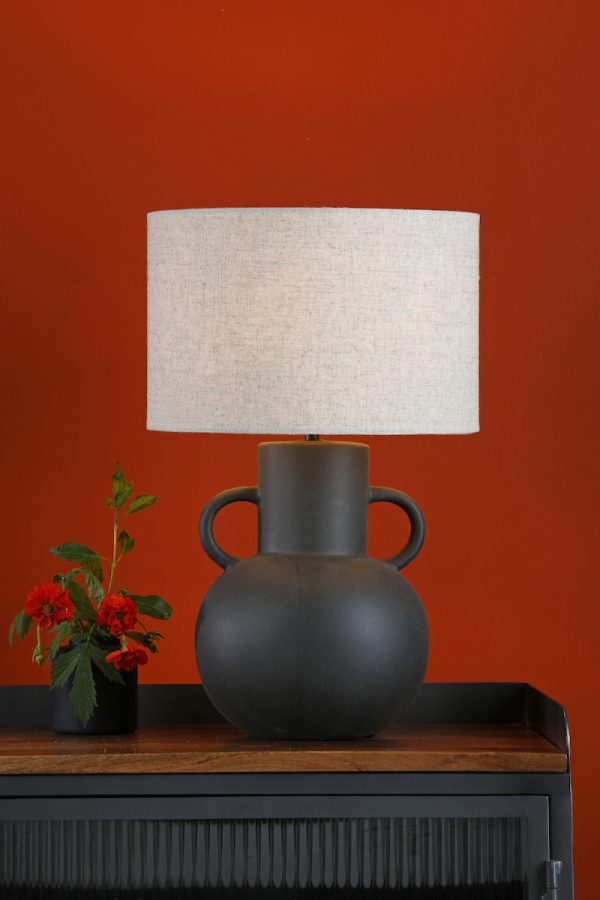 Urn Ceramic Table Lamp Black With Shade - Image 5
