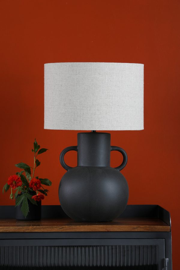Urn Ceramic Table Lamp Black With Shade - Image 6