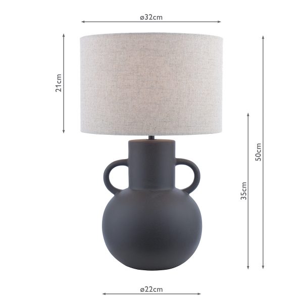 Urn Ceramic Table Lamp Black With Shade - Image 7