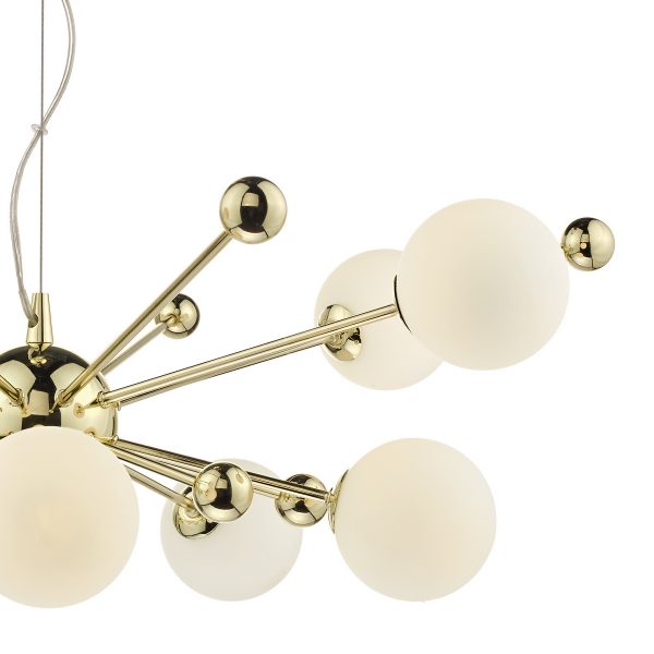 Ursa 10 Light Pendant Polished Gold Opal Glass - Image 3