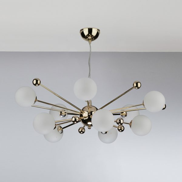 Ursa 10 Light Pendant Polished Gold Opal Glass - Image 5