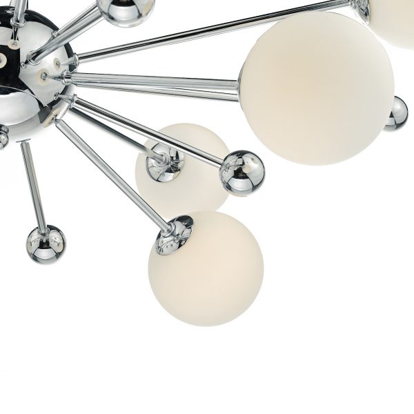 Ursa 10 Light Pendant Polished Chrome Opal Glass - Image 3