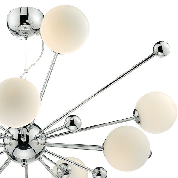 Ursa 10 Light Pendant Polished Chrome Opal Glass - Image 4