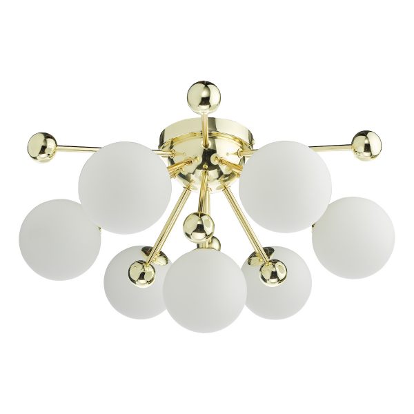 Ursa 7 Light Flush Polished Gold and Opal Glass - Image 2