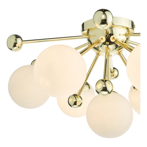 Ursa 7 Light Flush Polished Gold and Opal Glass - Image 3