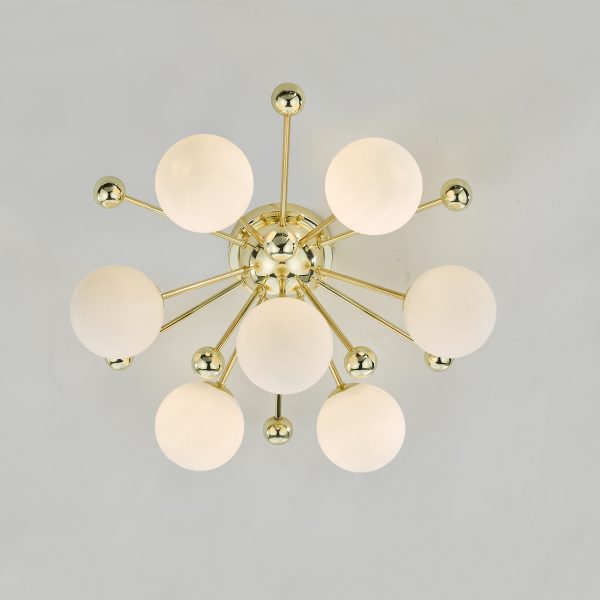Ursa 7 Light Flush Polished Gold and Opal Glass - Image 5