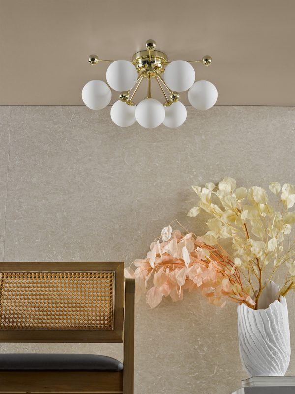Ursa 7 Light Flush Polished Gold and Opal Glass - Image 7