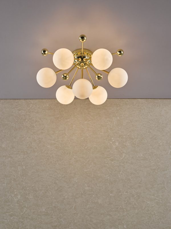 Ursa 7 Light Flush Polished Gold and Opal Glass - Image 8