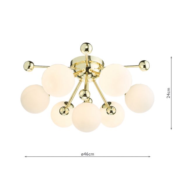 Ursa 7 Light Flush Polished Gold and Opal Glass - Image 10