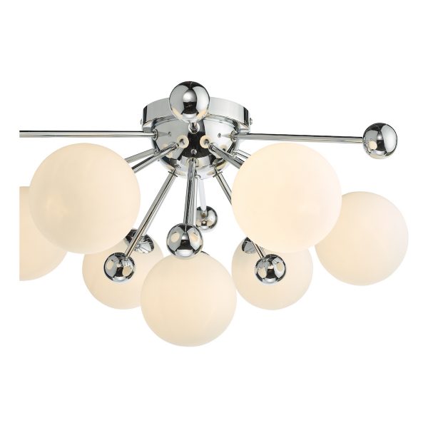 Ursa 7 Light Flush Polished Chrome and Opal Glass - Image 3