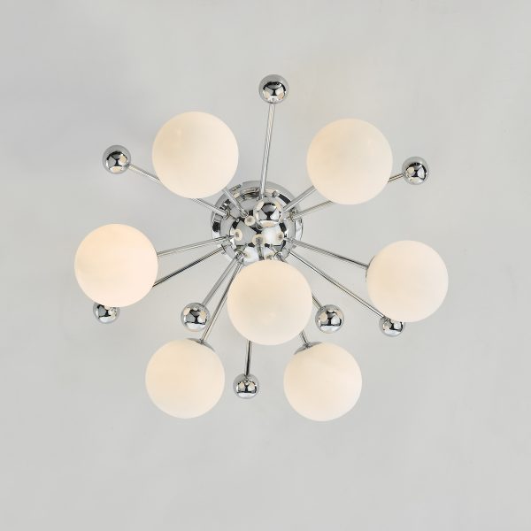 Ursa 7 Light Flush Polished Chrome and Opal Glass - Image 5
