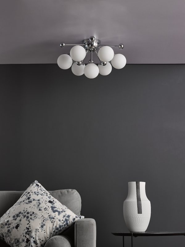 Ursa 7 Light Flush Polished Chrome and Opal Glass - Image 7