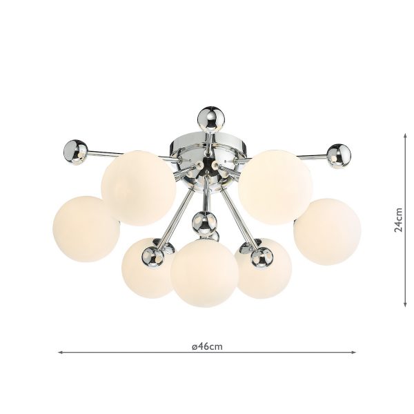 Ursa 7 Light Flush Polished Chrome and Opal Glass - Image 10
