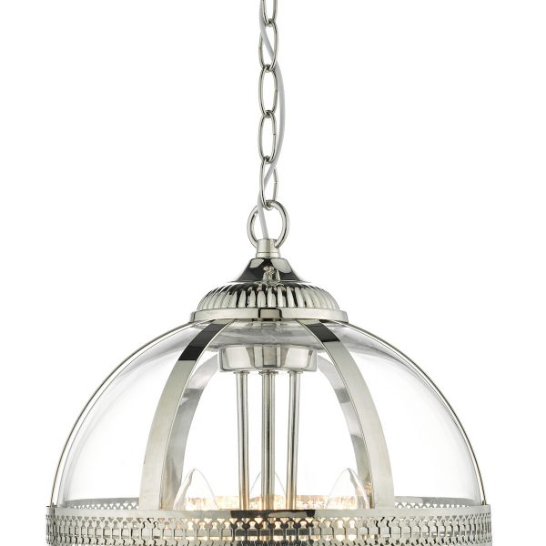 Vanessa 3 Light Pendant Polished Nickel & Glass - Image 3