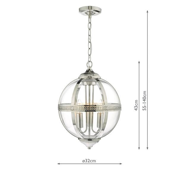 Vanessa 3 Light Pendant Polished Nickel & Glass - Image 5